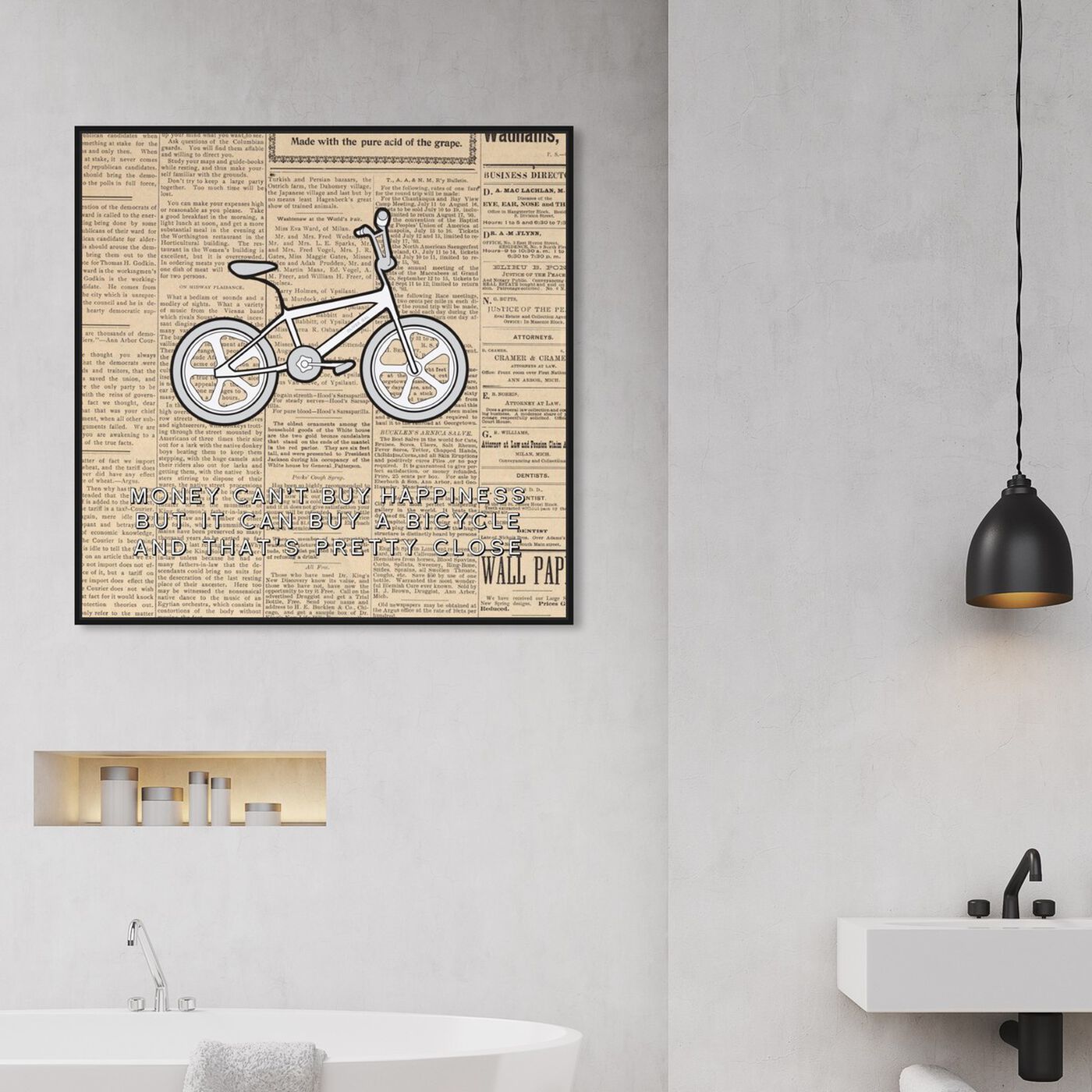 Hanging view of Close to Happiness featuring typography and quotes and inspirational quotes and sayings art.