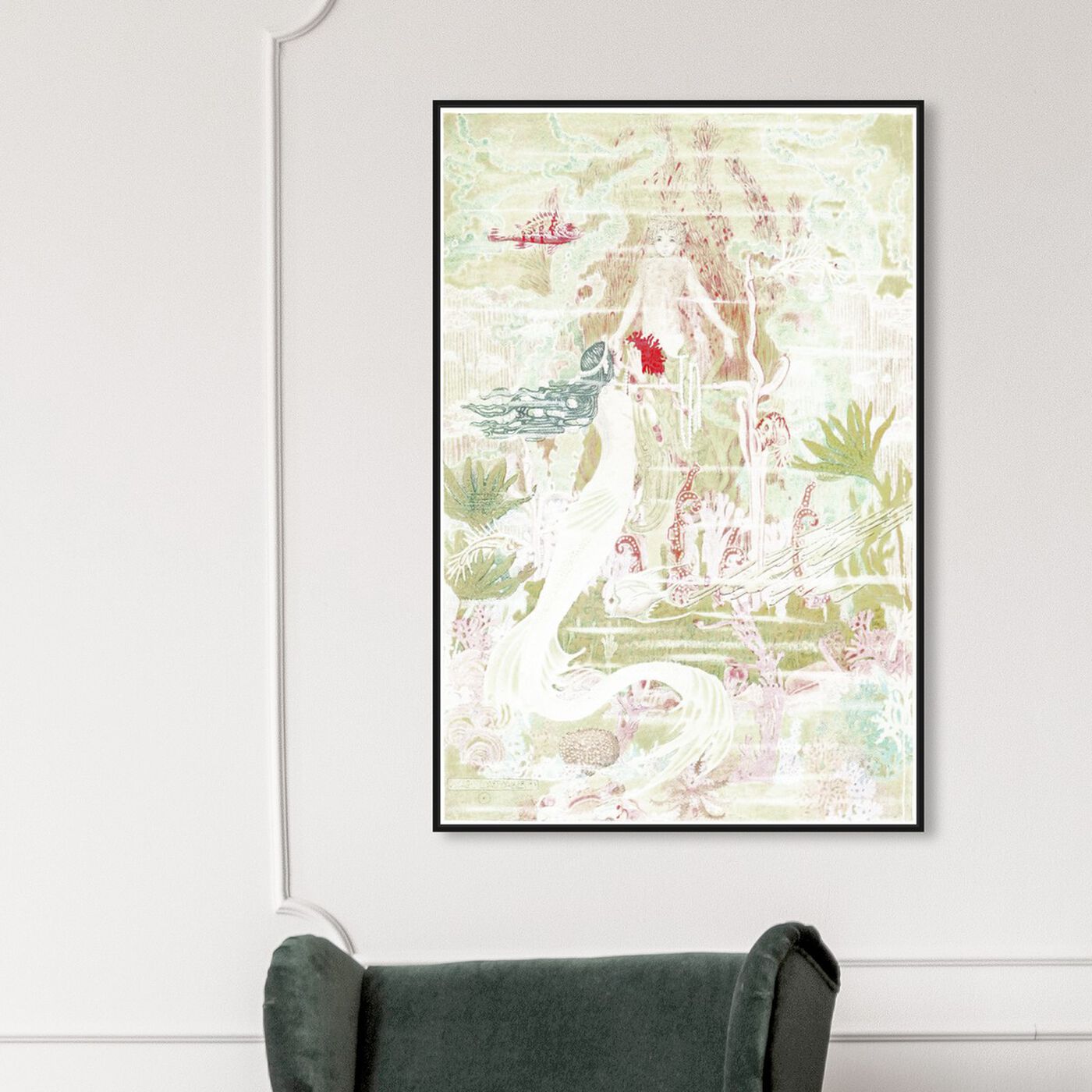Hanging view of Little Mermaid Original featuring fantasy and sci-fi and fantasy creatures art.