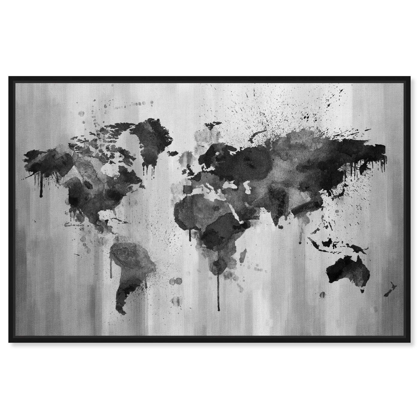 Front view of Mapamundi Black and White featuring maps and flags and world maps art.