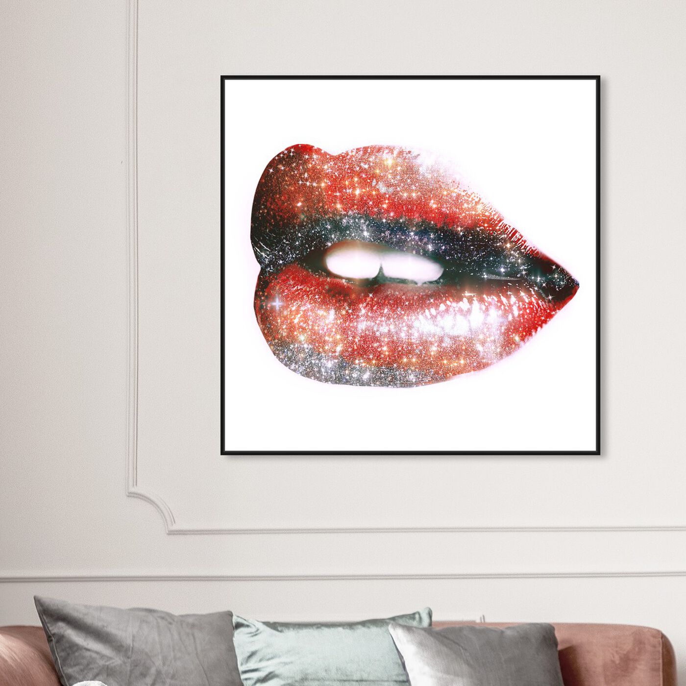 Hanging view of Lips and Rhinestones II featuring fashion and glam and lips art.