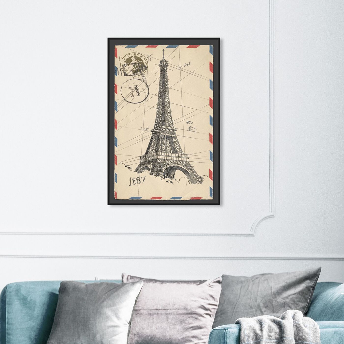 Hanging view of Eiffel Post featuring cities and skylines and european cities art.