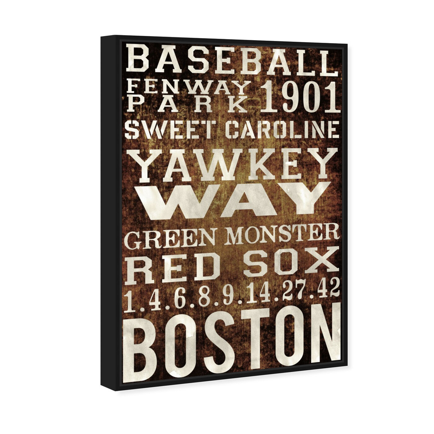 Angled view of Boston Red Sox featuring advertising and publications art.
