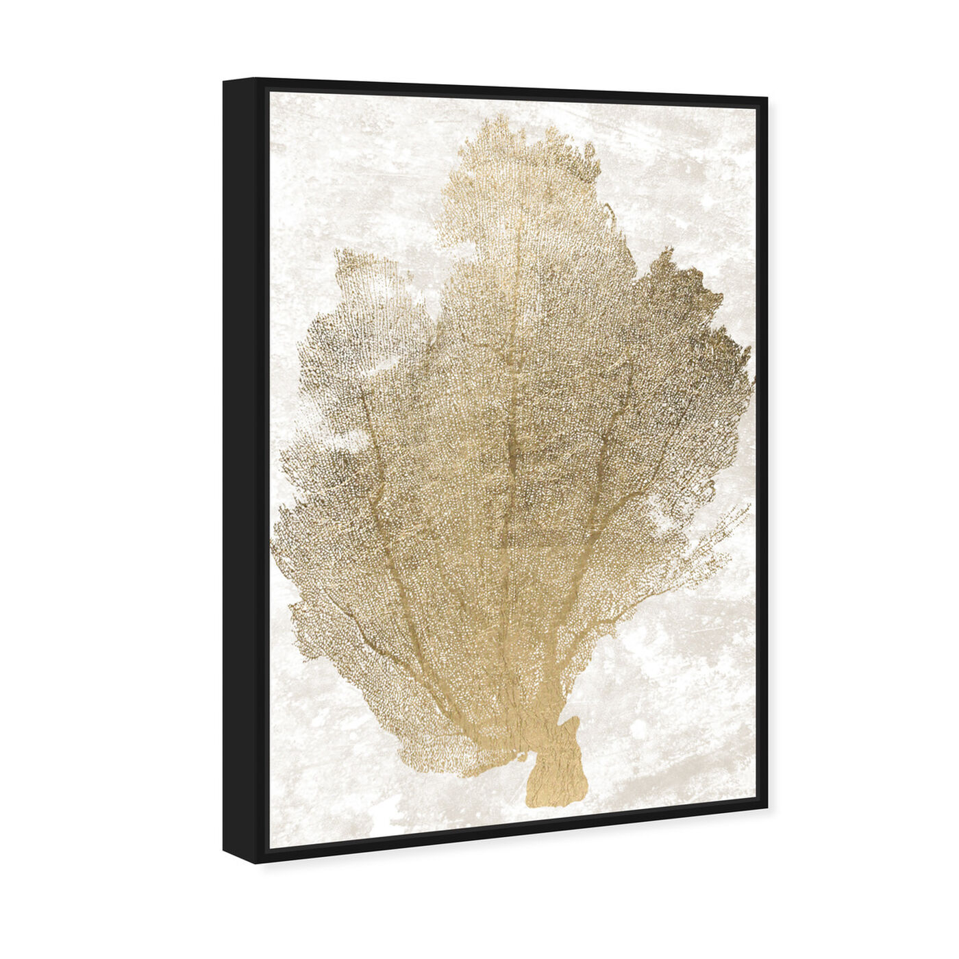 Angled view of Gold Coral Fan 2 featuring nautical and coastal and marine life art.