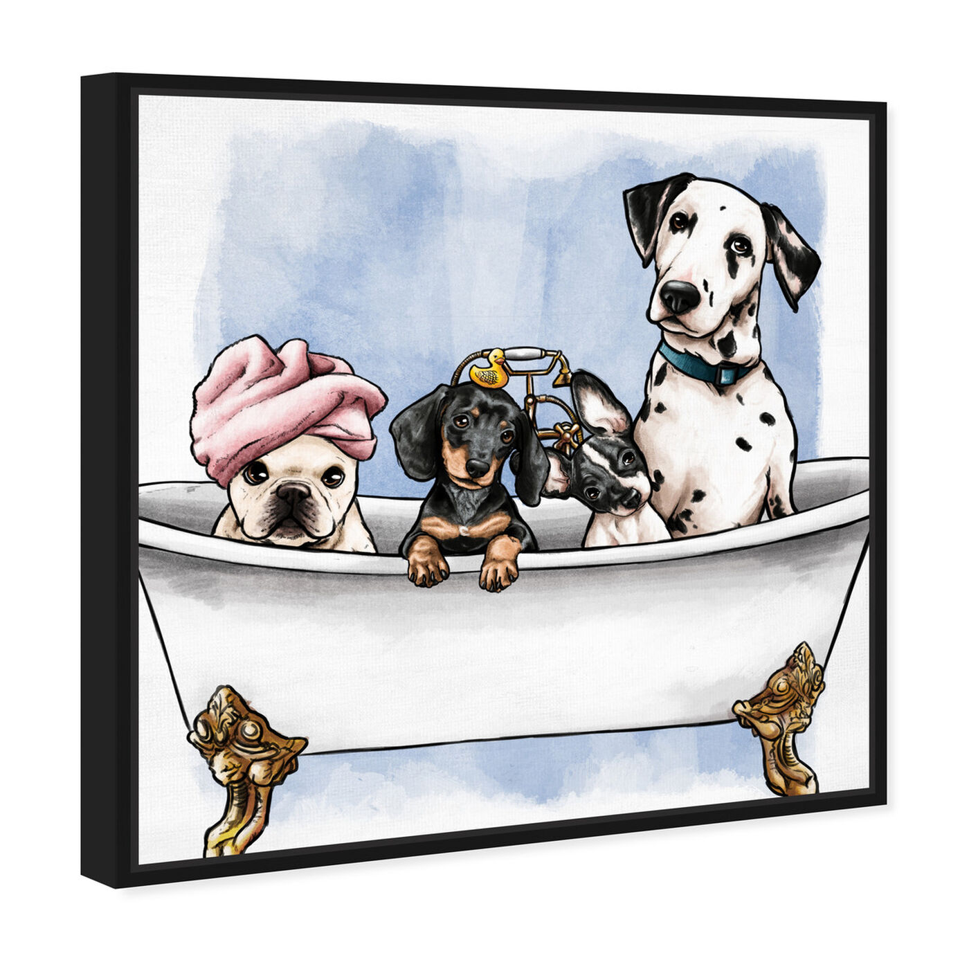 Angled view of Pets In The Tub featuring bath and laundry and bathtubs art.