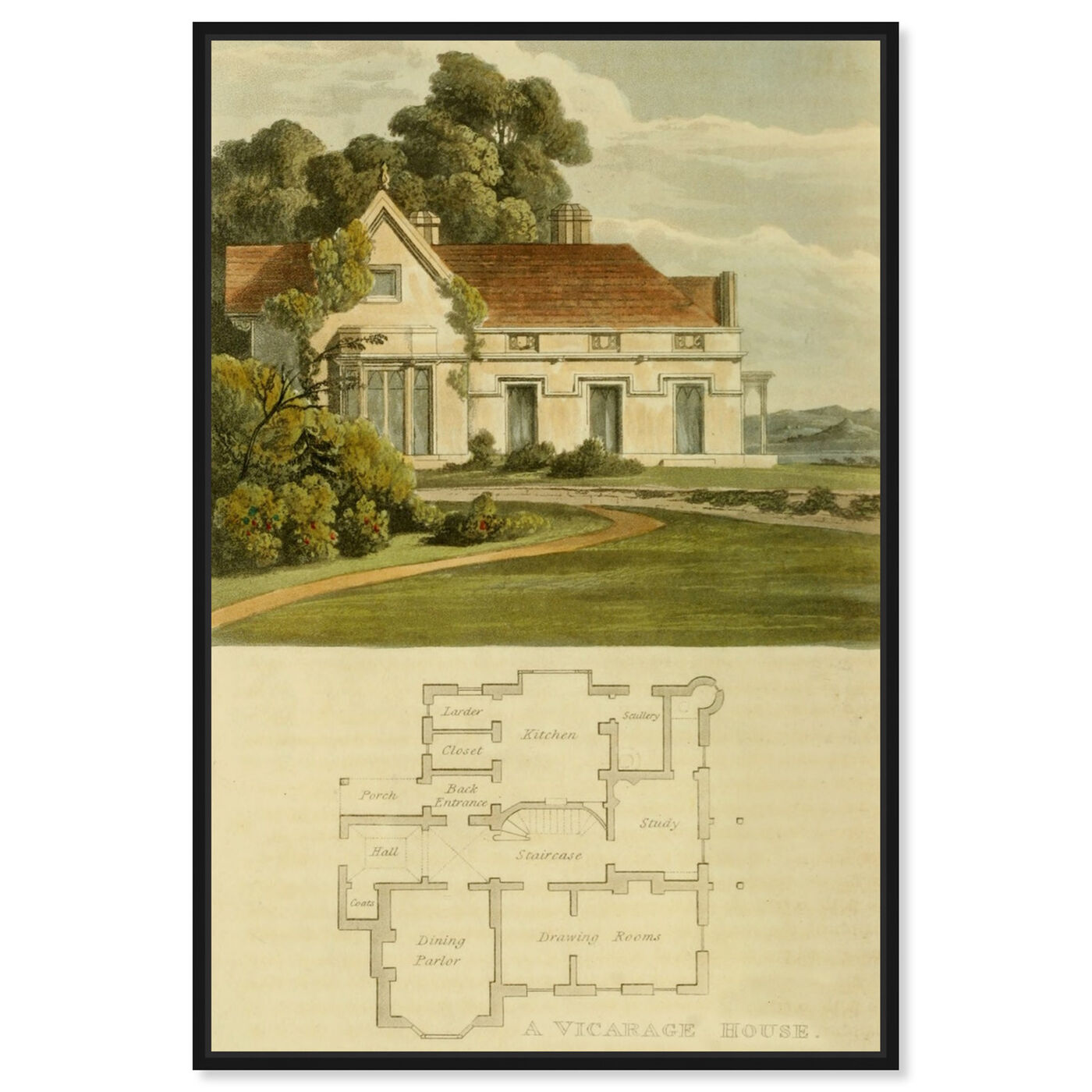 Front view of Vicarage House - The Art Cabinet featuring architecture and buildings and structures art.