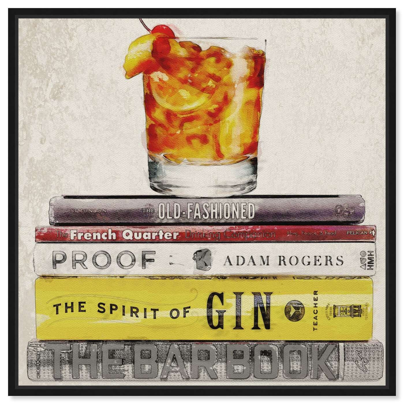 Front view of Bar Books featuring drinks and spirits and cocktails art.