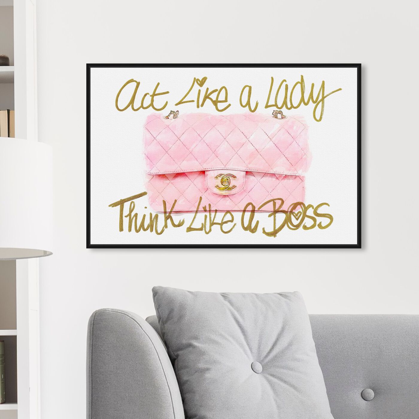Hanging view of Like A Lady Boss featuring typography and quotes and empowered women quotes and sayings art.