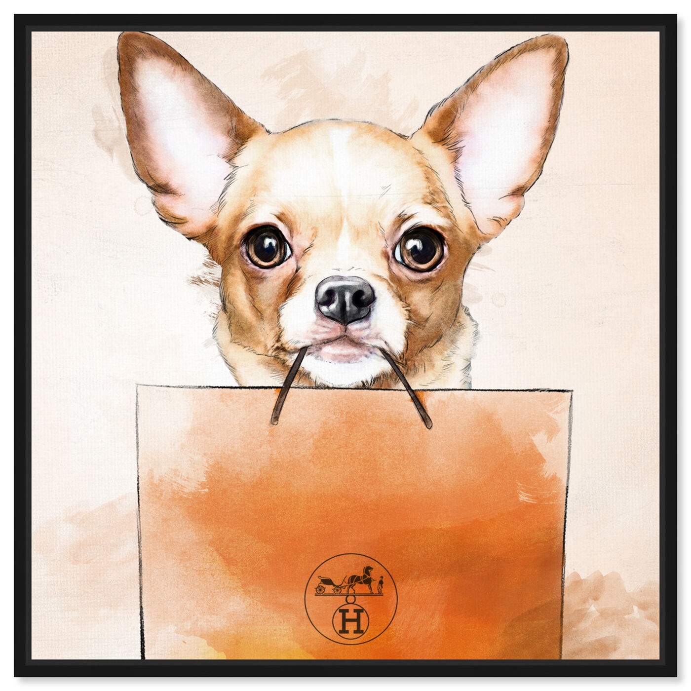 Front view of Chihuahua Watercolor Bag featuring animals and dogs and puppies art.