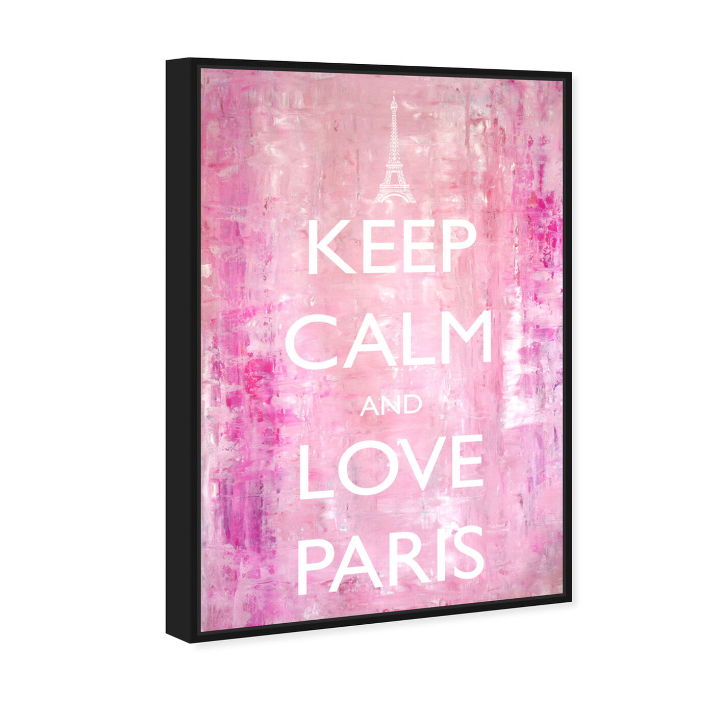 Angled view of Keep Calm Love Paris featuring typography and quotes and love quotes and sayings art.