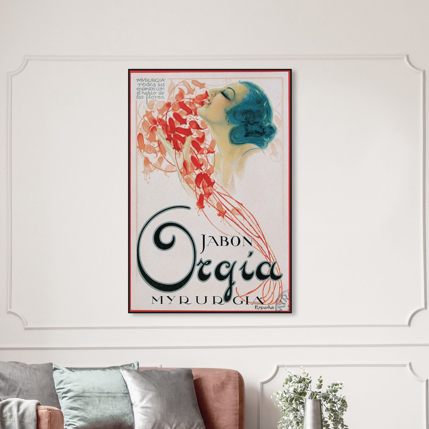 Hanging view of Orgia Vintage Soap Ad featuring advertising and posters art.