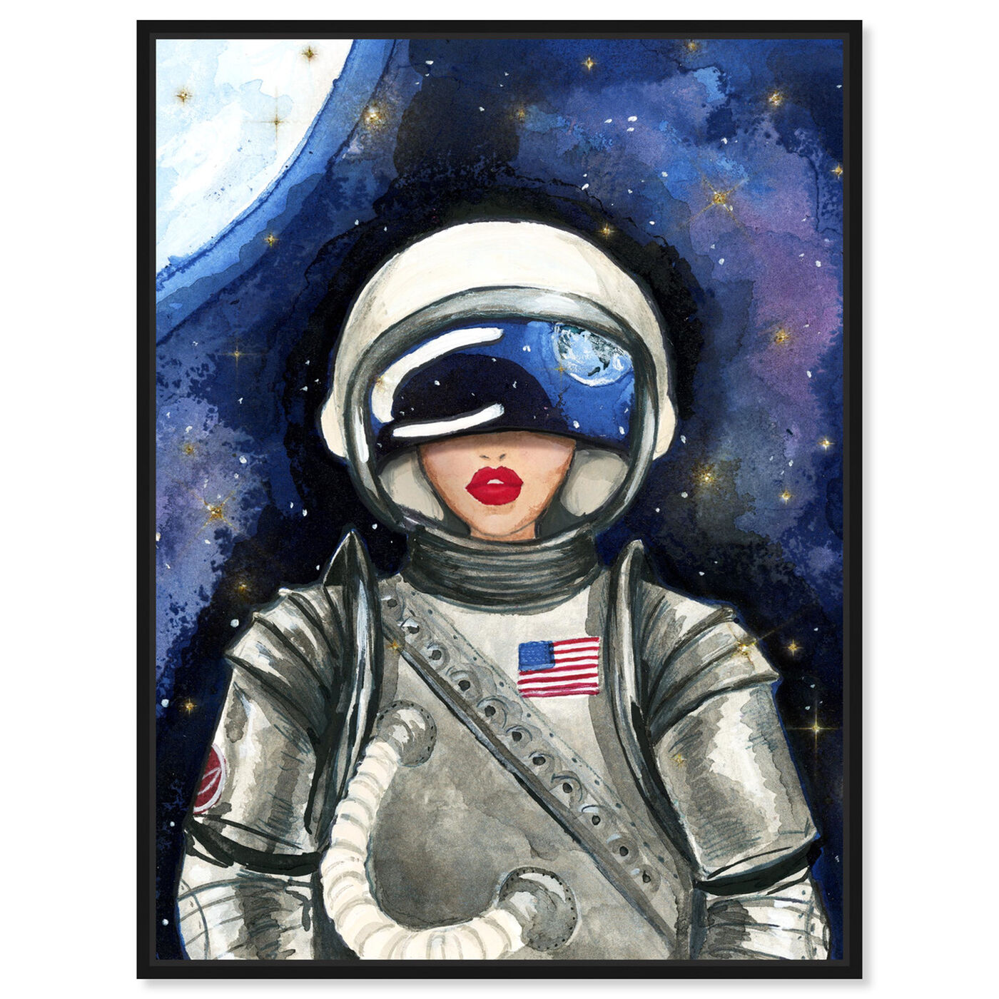 Front view of Astronaut Lips featuring fashion and glam and lips art.