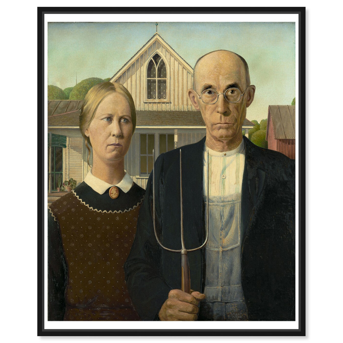 Front view of Wood - American Gothic featuring classic and figurative and renaissance art.