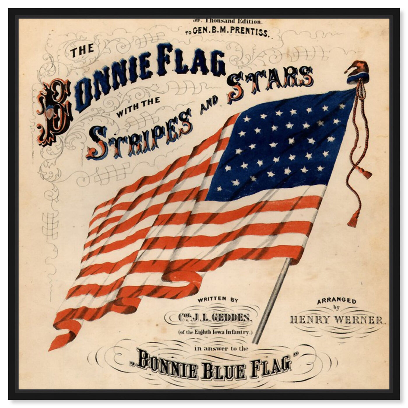 Front view of Bonnie Flag featuring americana and patriotic and us flags art.