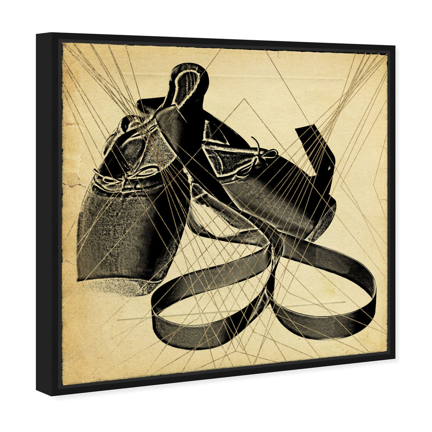 Angled view of Ballet Shoes Print featuring sports and teams and ballet art.
