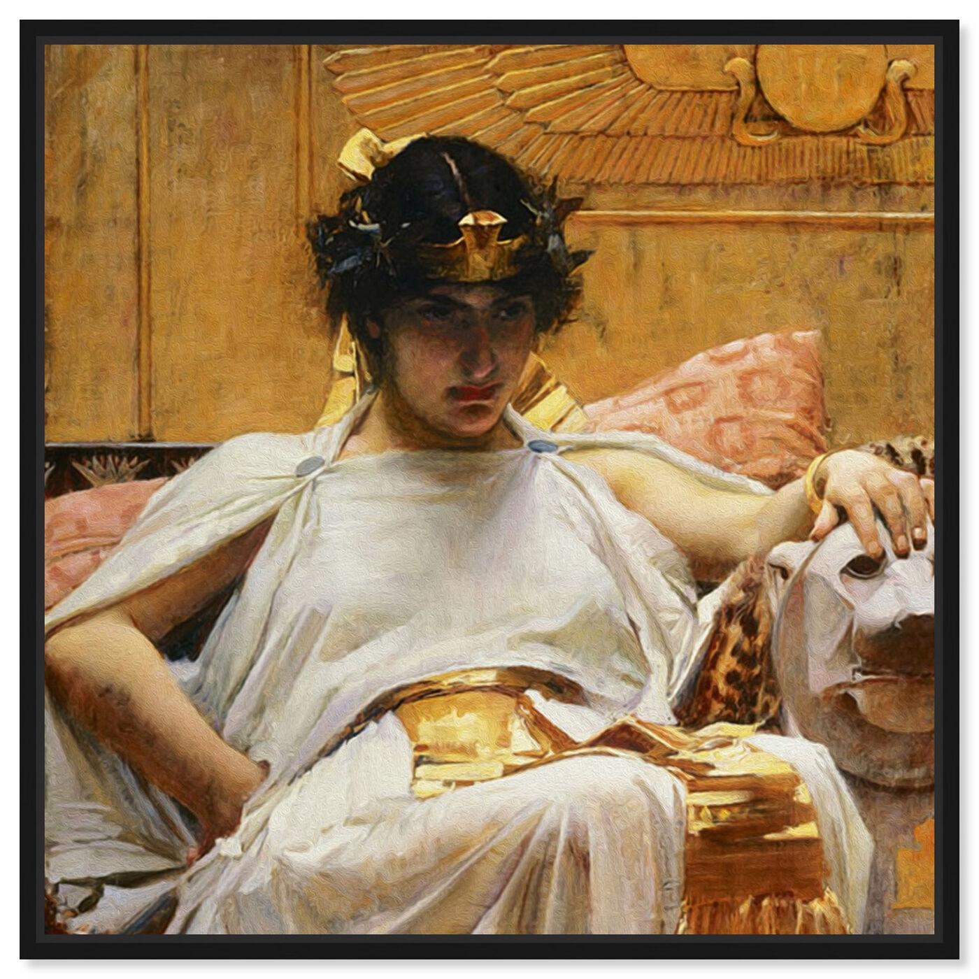 Front view of Waterhouse - Cleopatra 1888 featuring classic and figurative and classical figures art.