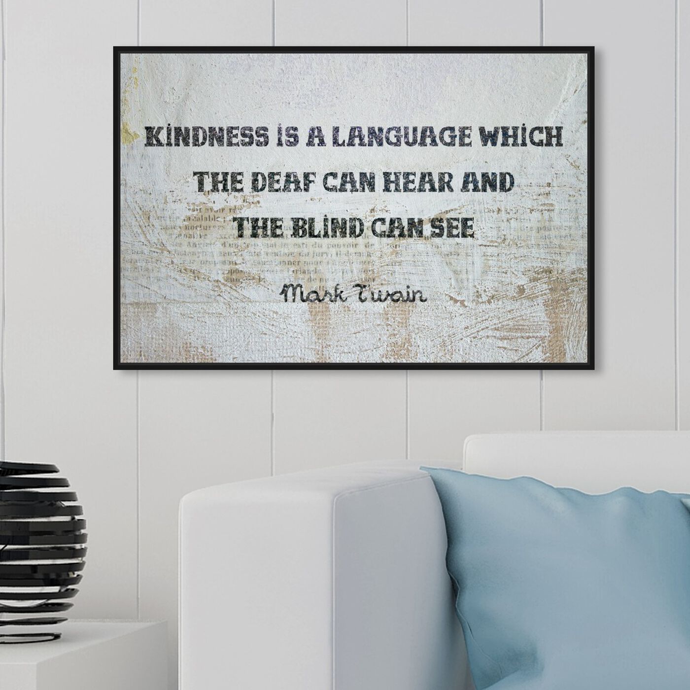 Hanging view of Kindness is a Language featuring typography and quotes and inspirational quotes and sayings art.