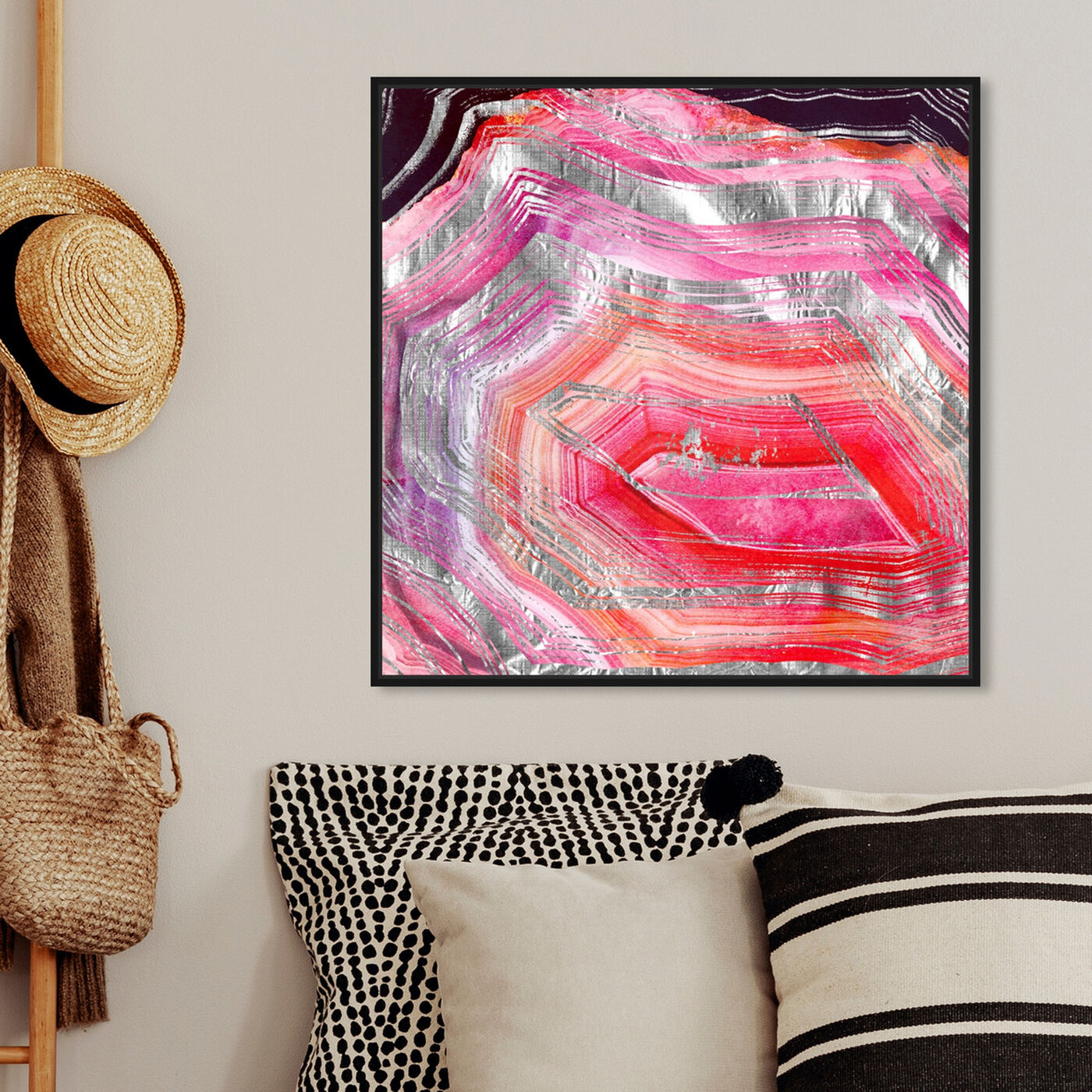 Hanging view of Corinna Agate featuring abstract and crystals art.