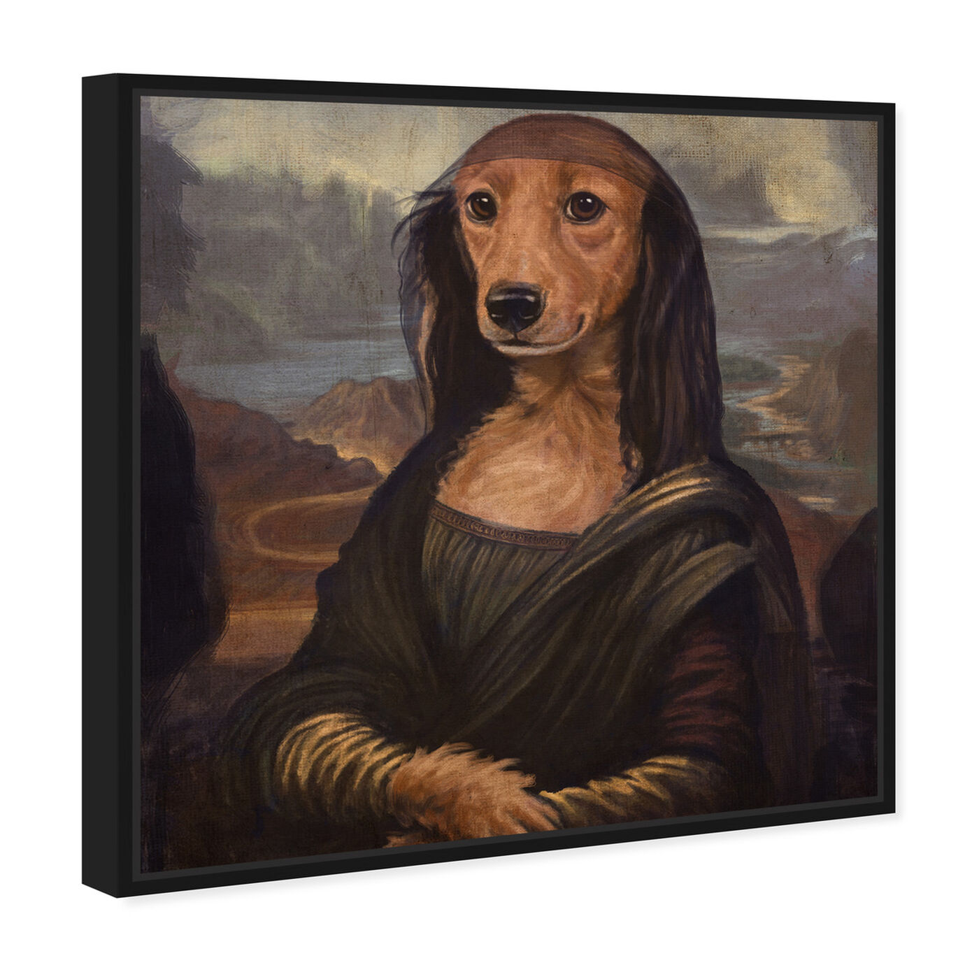 Angled view of Mona Lisa Pet featuring animals and dogs and puppies art.
