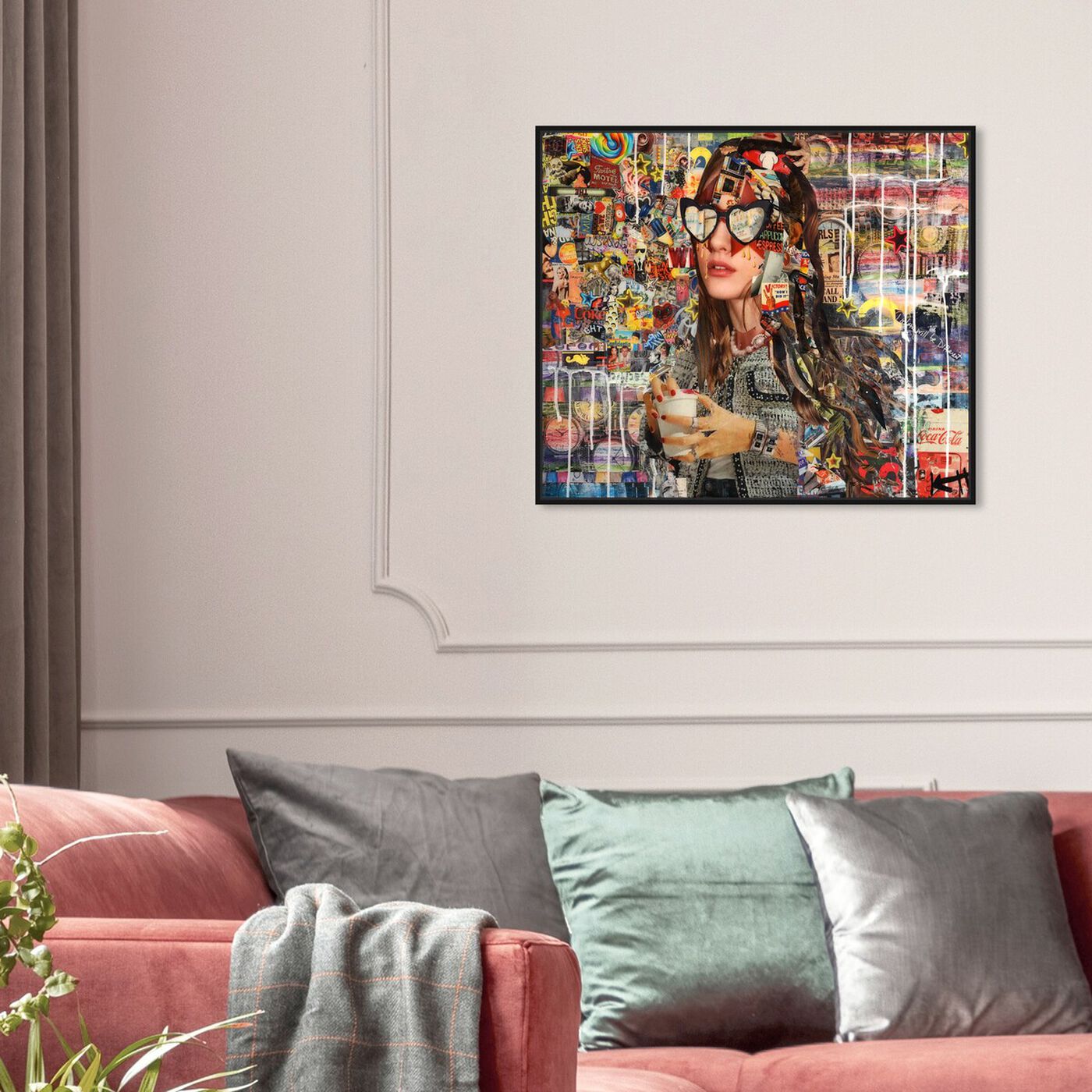 Hanging view of Katy Hirschfeld - Heart Eyes featuring fashion and glam and portraits art.