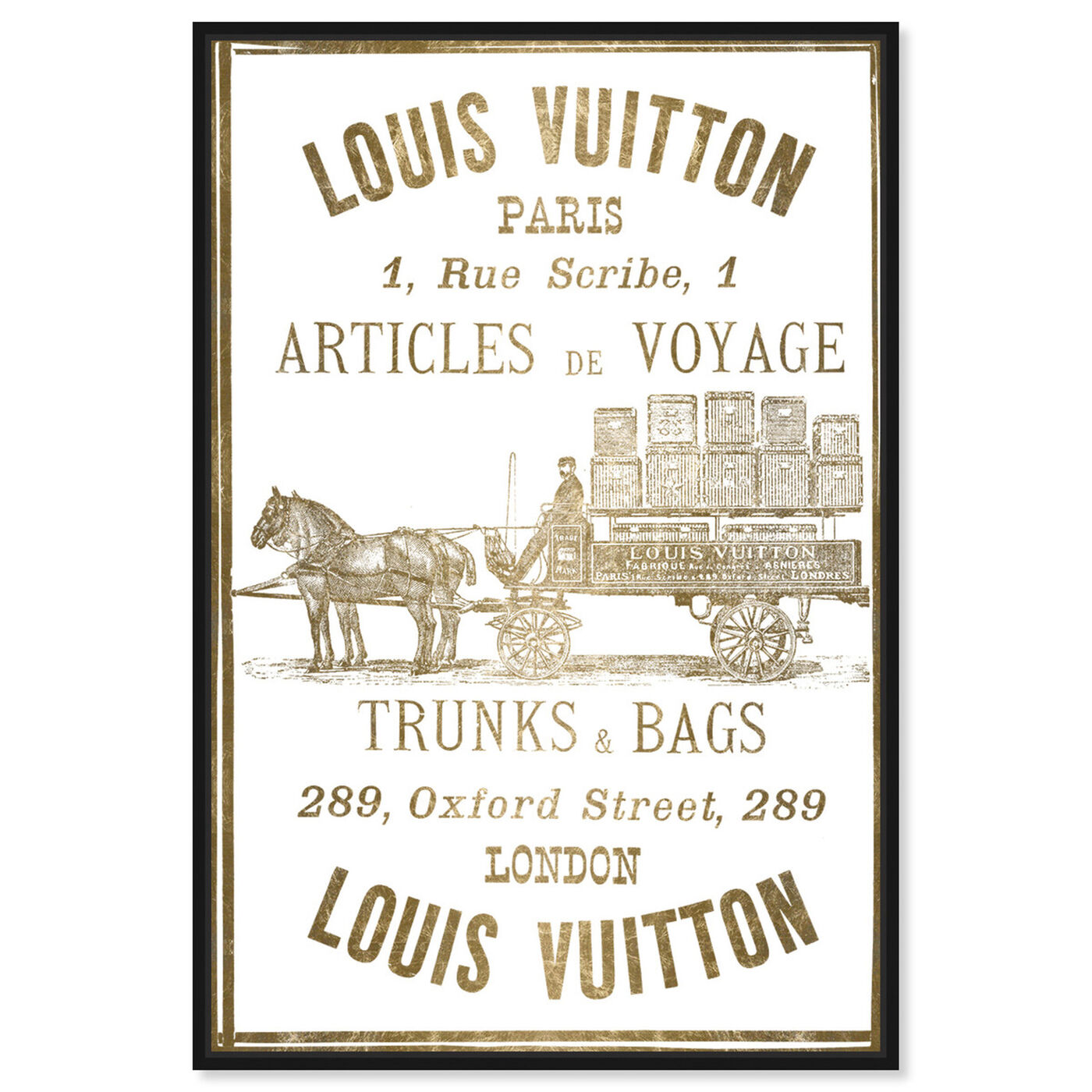 Front view of Articles de Voyage in Gold featuring fashion and glam and road signs art.