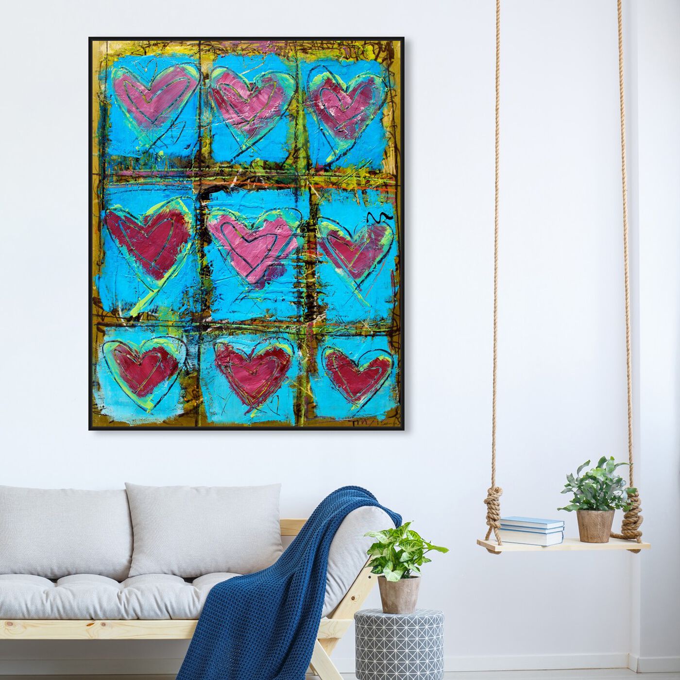 Hanging view of LoveTEAL by Tiago Magro featuring abstract and textures art.