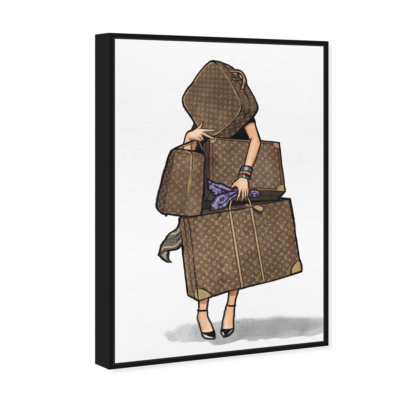 Angled view of Bags, Bags, Bags- Purple featuring fashion and glam and travel essentials art.