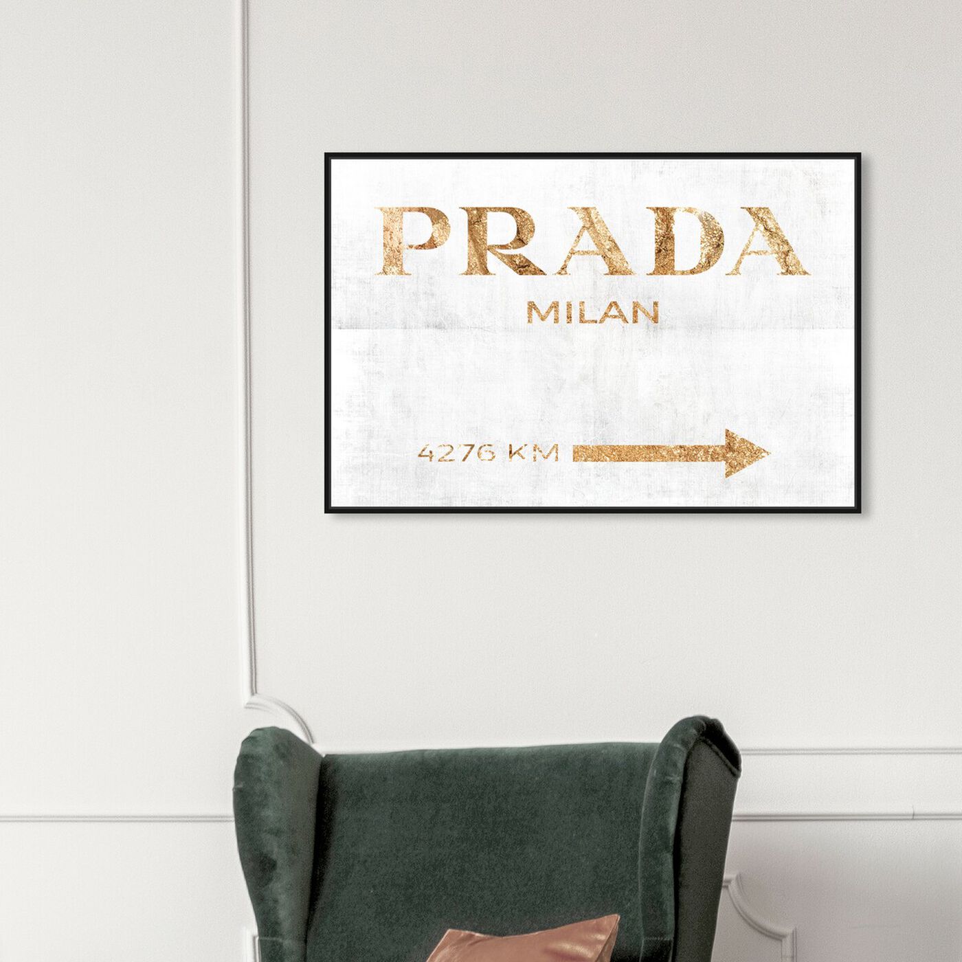 Hanging view of Milan Pure featuring fashion and glam and road signs art.