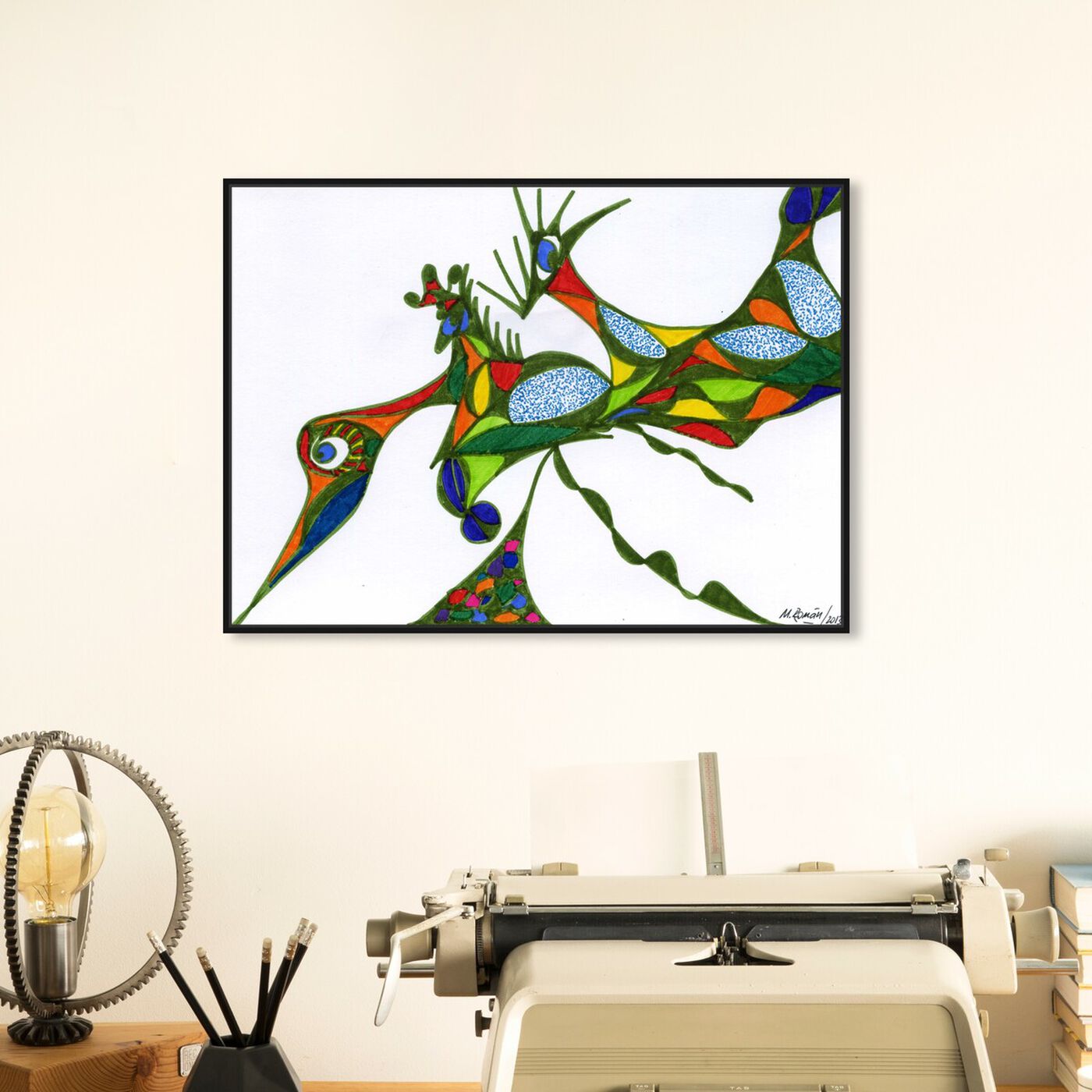 Hanging view of Sea Dragon featuring abstract and shapes art.