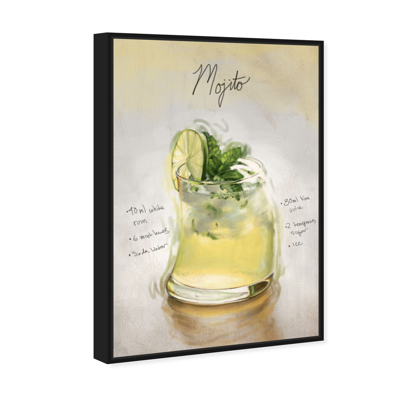 Angled view of Mojito featuring drinks and spirits and cocktails art.