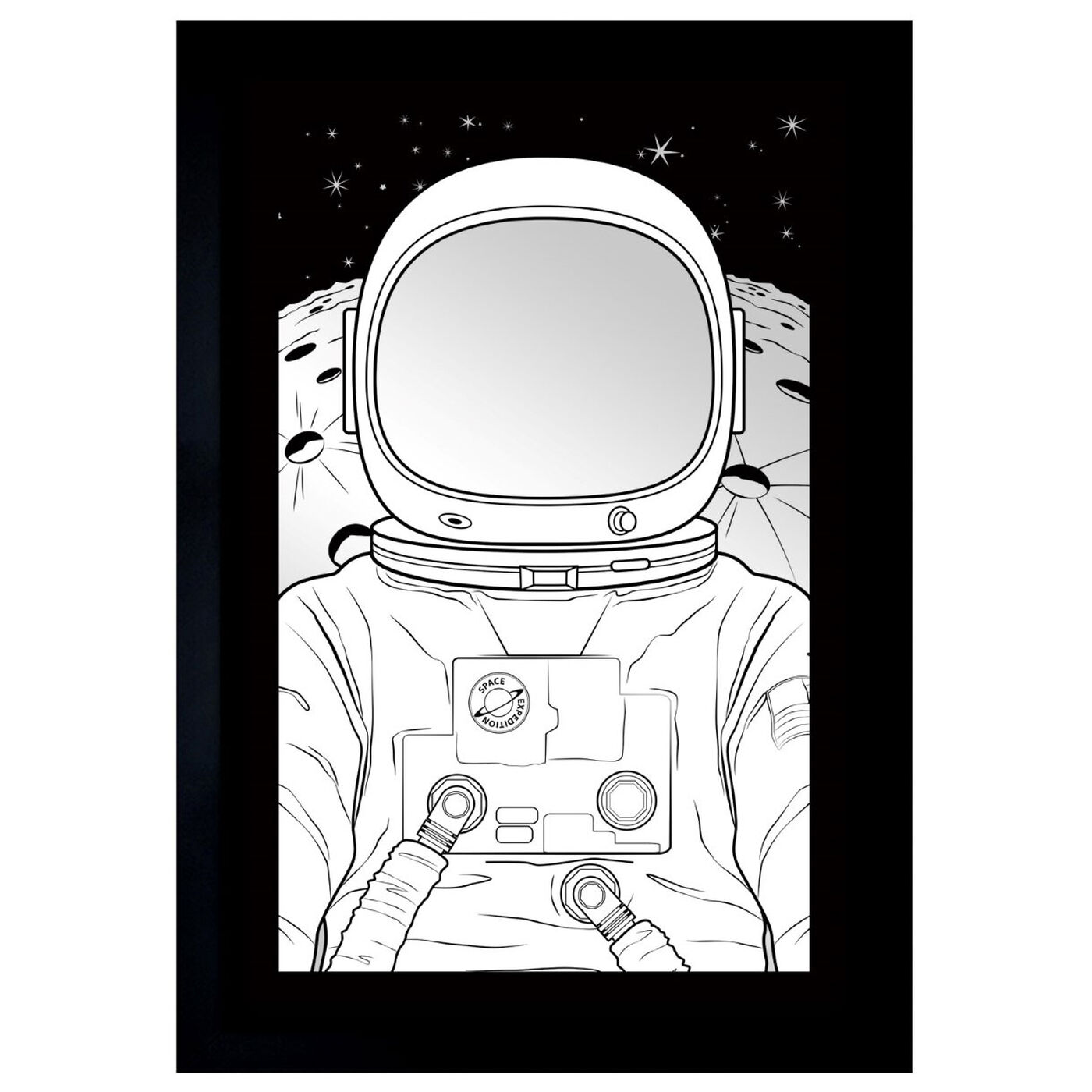 Front view of Astronaut Mirror featuring astronomy and space and astronaut art.