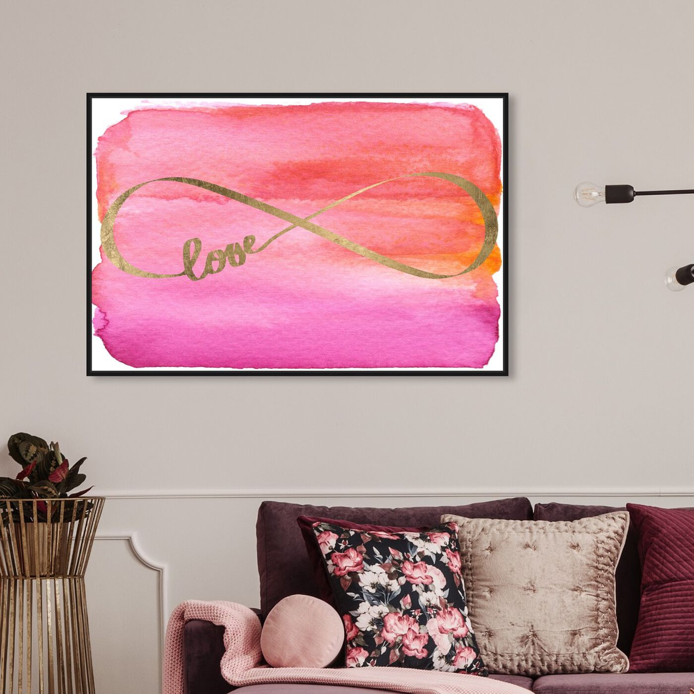 Hanging view of Love Infinity Gold featuring typography and quotes and love quotes and sayings art.