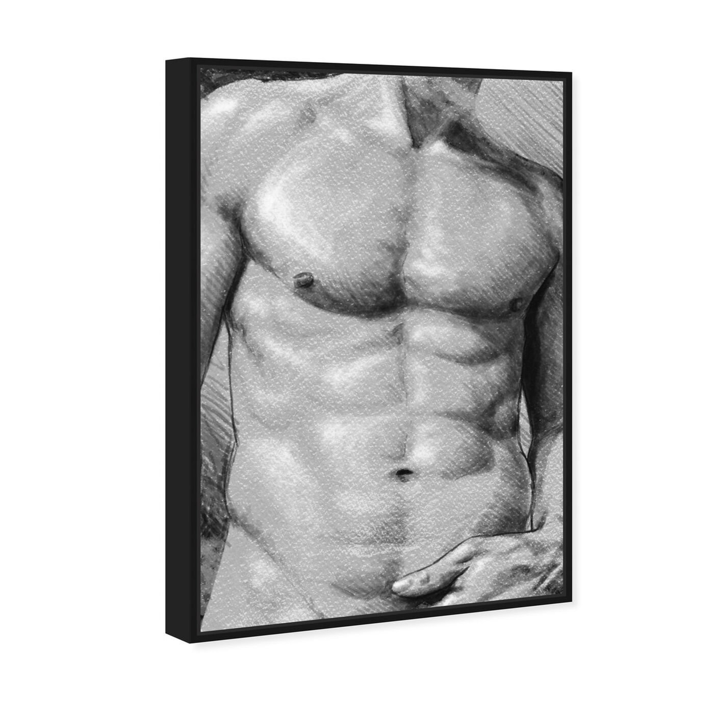 Angled view of Male Torso in Gray featuring people and portraits and nudes art.