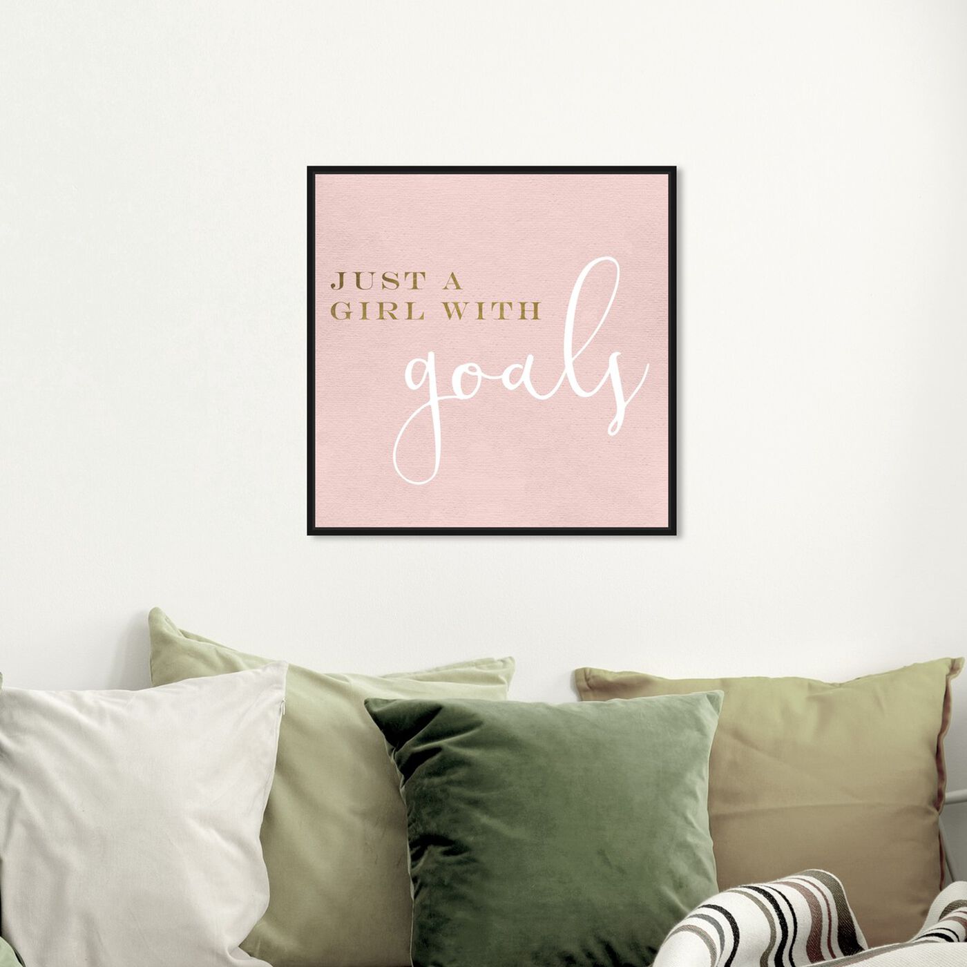 Hanging view of A Girl With Goals Blush featuring typography and quotes and empowered women quotes and sayings art.
