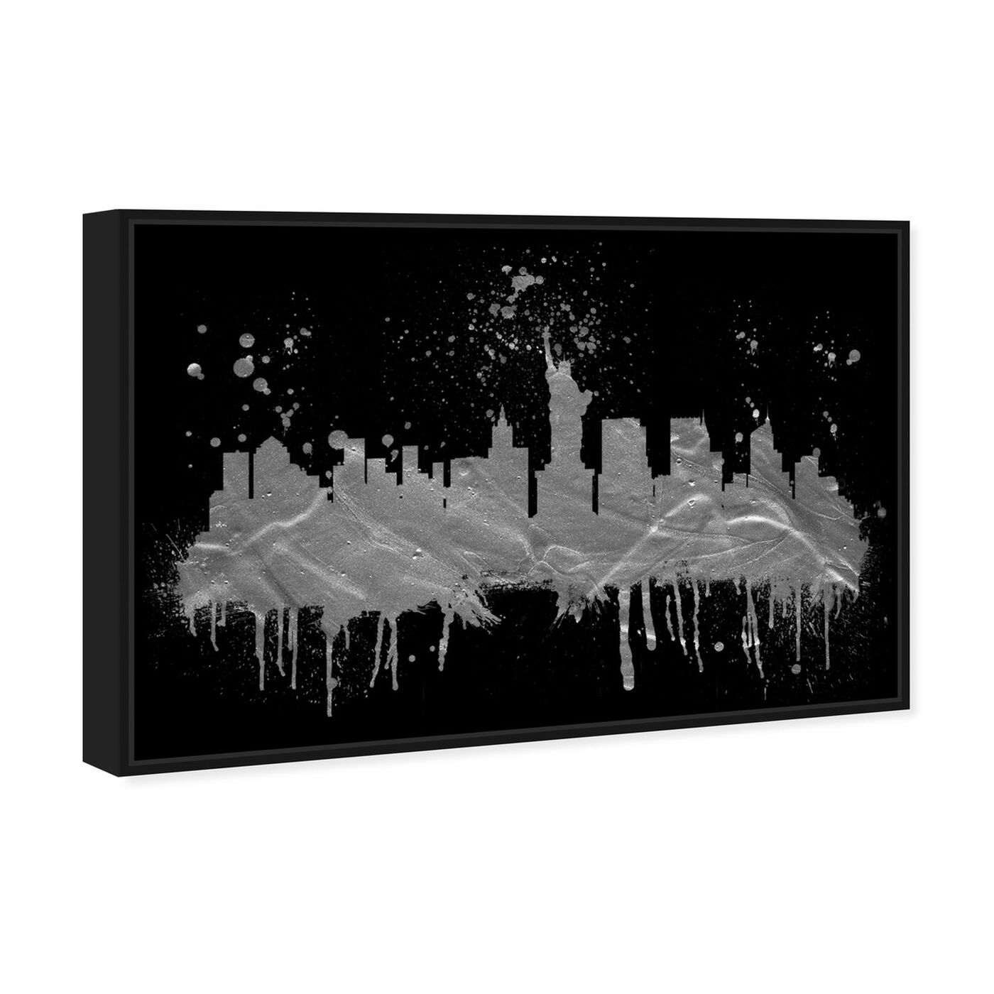 Angled view of New York Skyline Silver featuring cities and skylines and united states cities art.