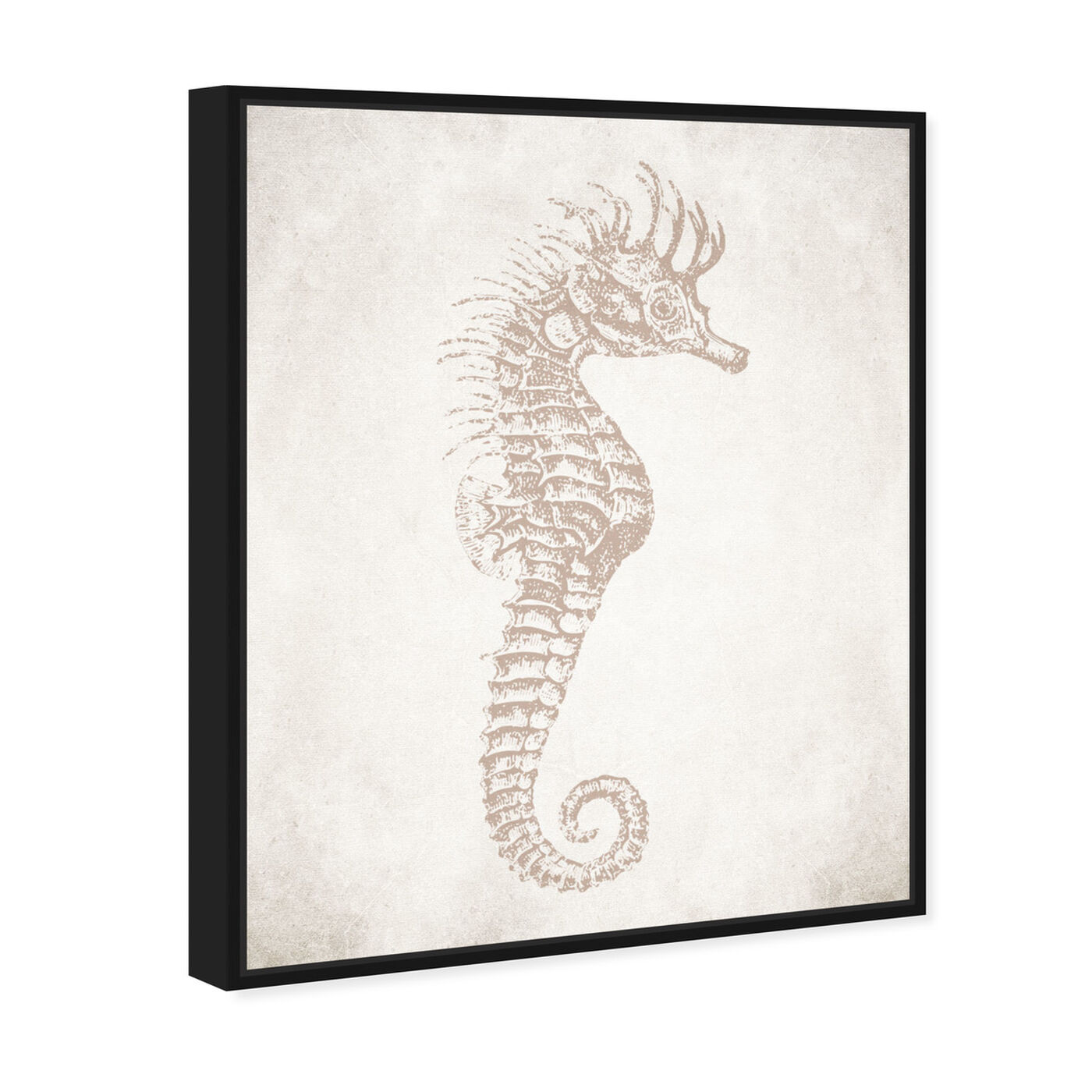 Angled view of Seahorse Neutral featuring nautical and coastal and marine life art.