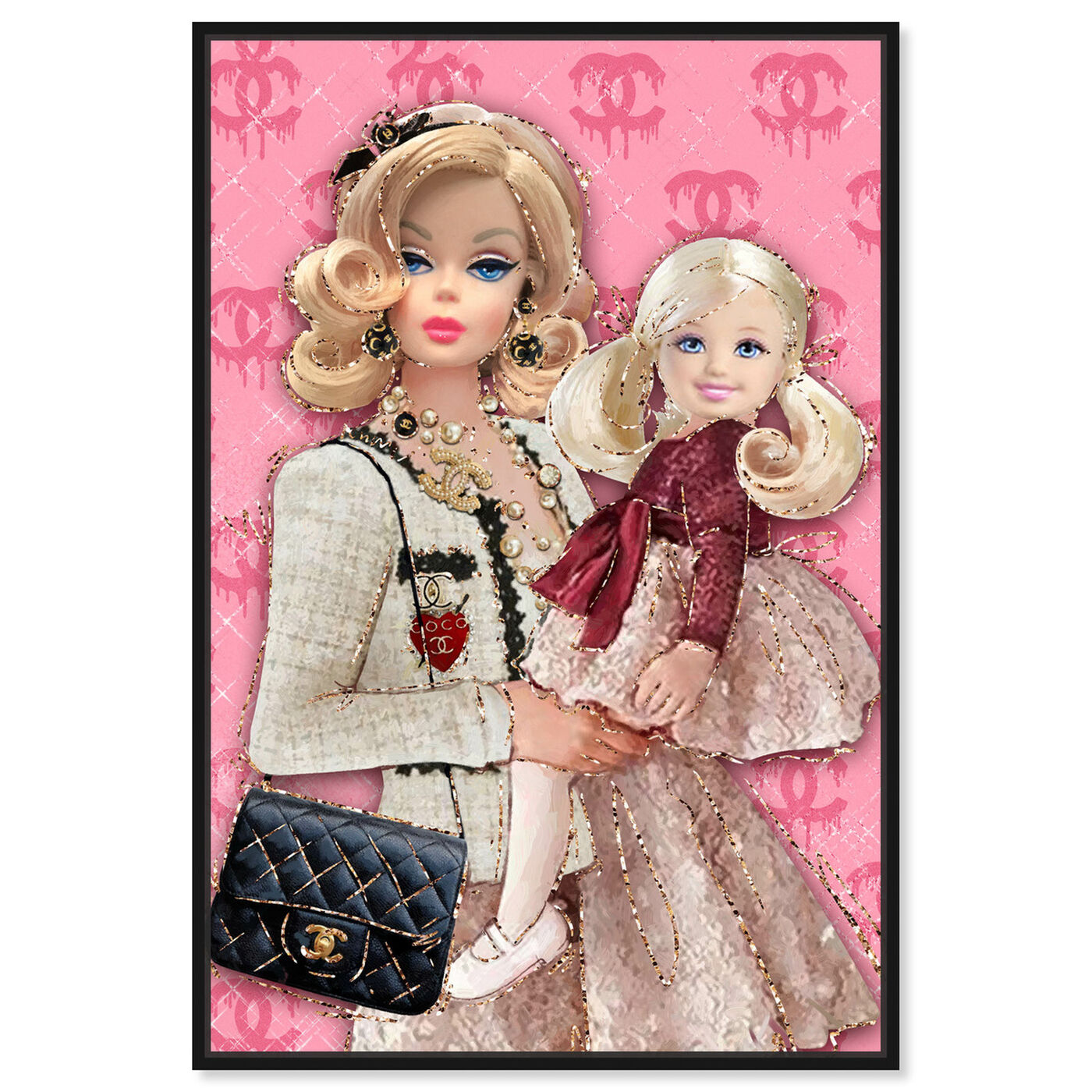 Front view of Mother and Daughter Fashion Dolls featuring fashion and glam and dolls art.