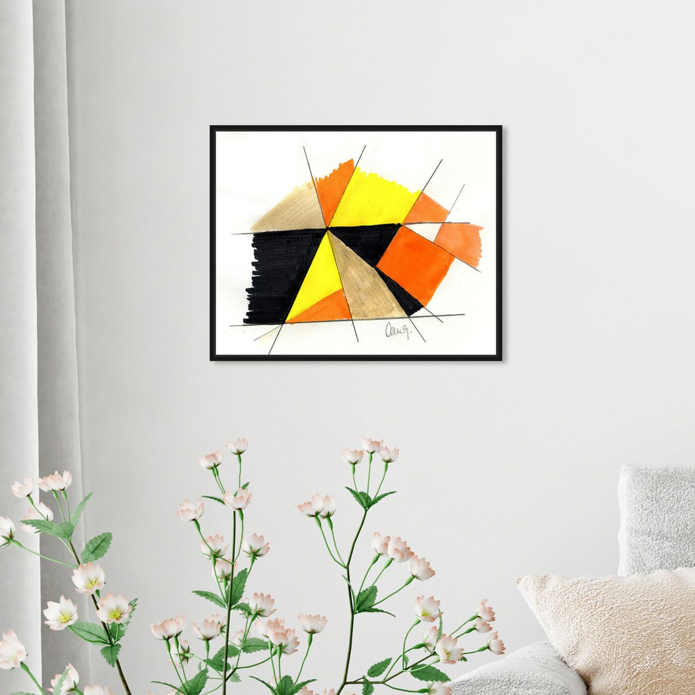 Hanging view of Orangina Mind featuring abstract and geometric art.