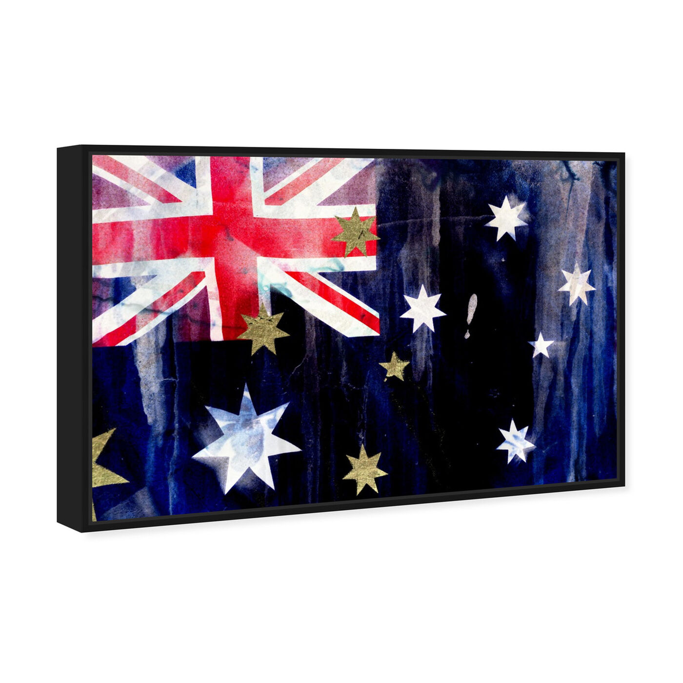 Angled view of Australian Flag Interpreted by Oliver Gal featuring maps and flags and oceania countries flags art.
