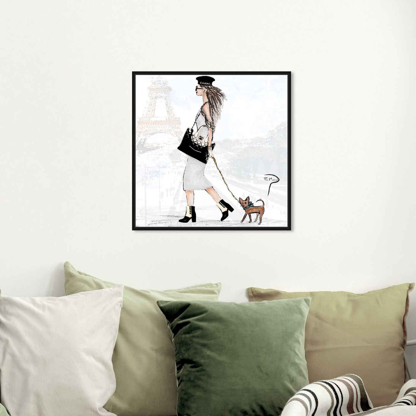 Hanging view of Pily Montiel - National puppy day featuring fashion and glam and outfits art.
