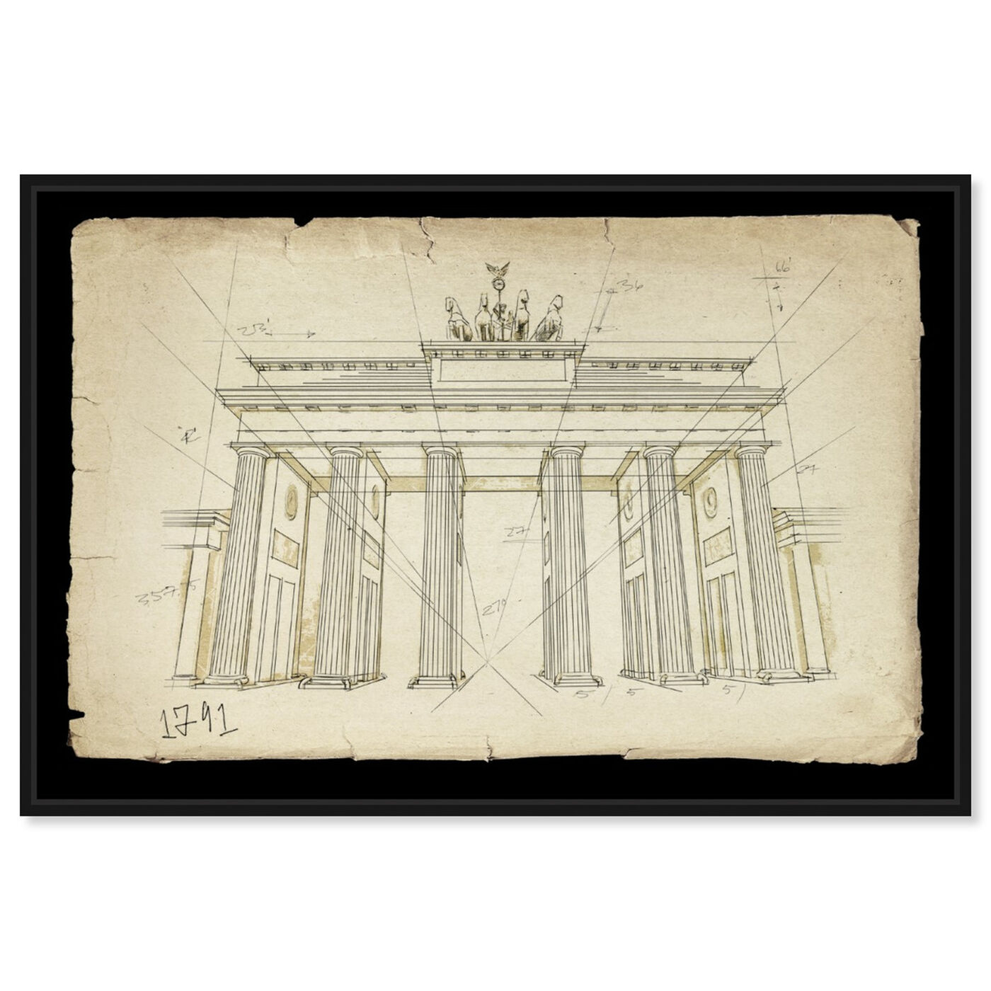 Front view of Brandenburg Gate 1791 featuring architecture and buildings and european buildings art.