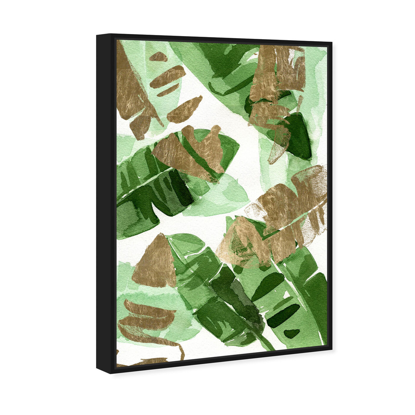 Angled view of Tropical Wonders Gold featuring floral and botanical and botanicals art.