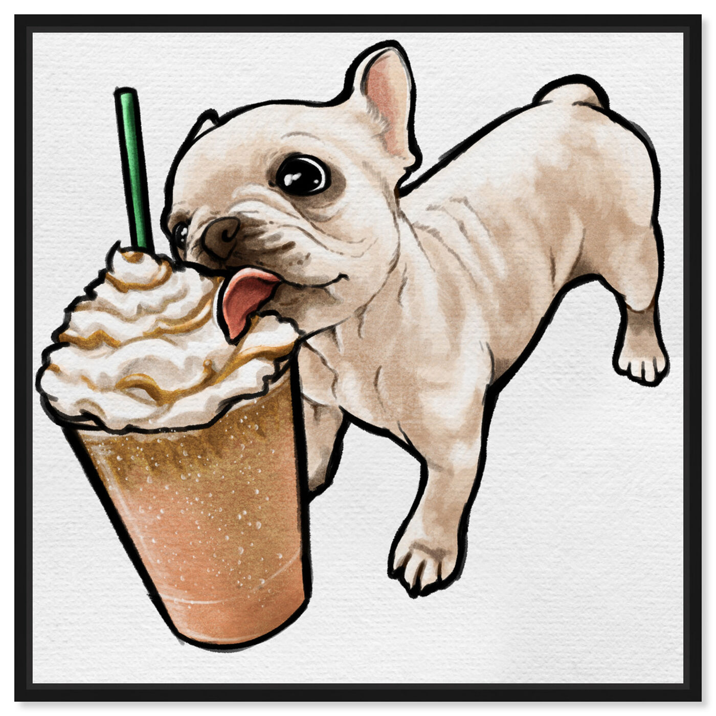 Front view of Frenchie and Frappe featuring animals and dogs and puppies art.