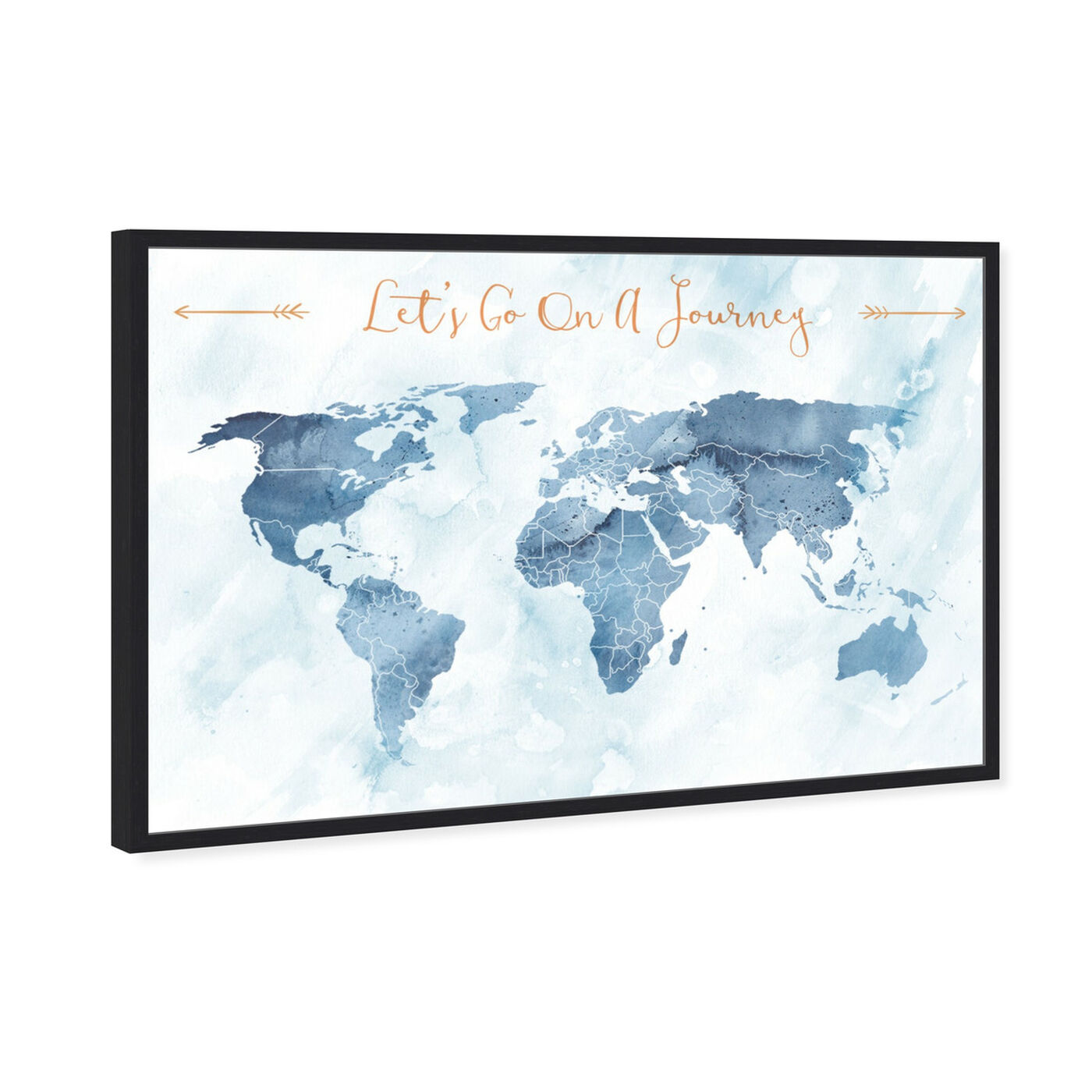 Angled view of Lets Go On A Journey featuring maps and flags and world maps art.