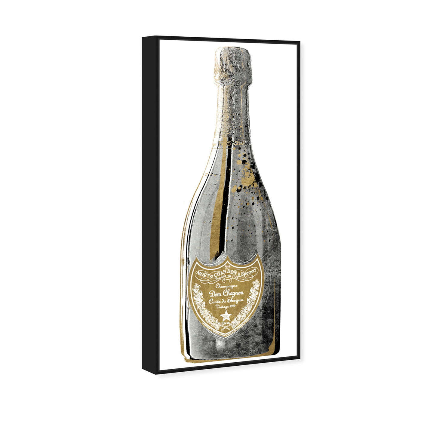 Angled view of Dom Gold Die Cut featuring drinks and spirits and champagne art.