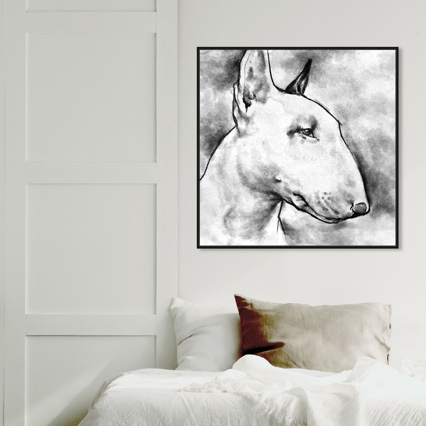Hanging view of Bull Terrier featuring animals and dogs and puppies art.