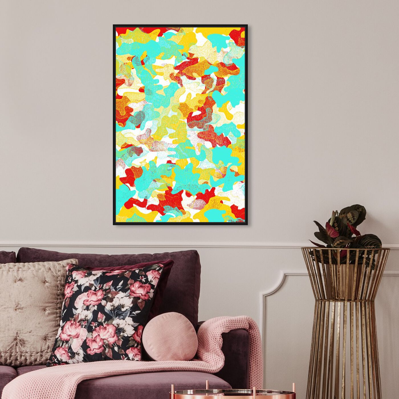 Hanging view of Camo ONE featuring abstract and paint art.