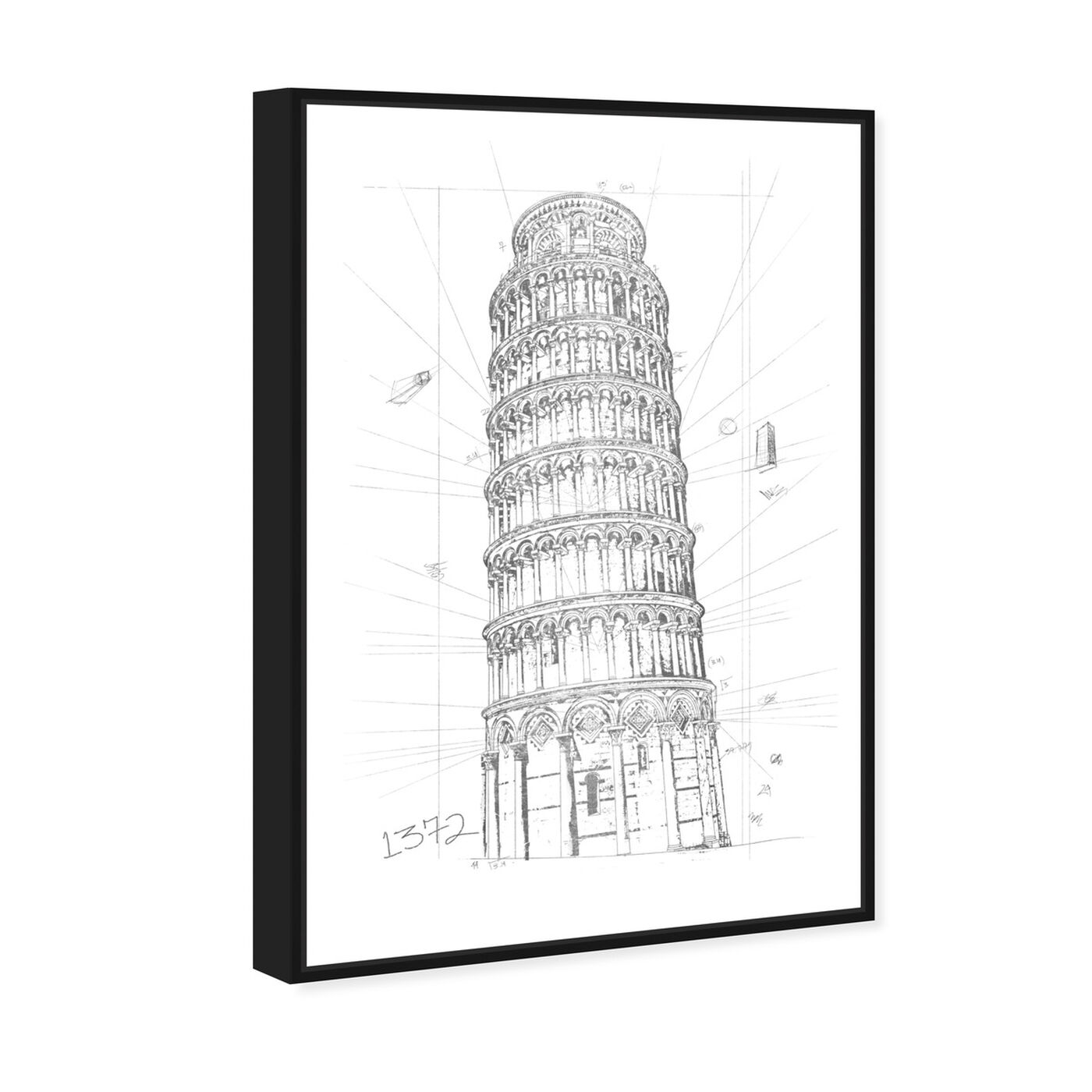Angled view of Tower of Pisa Silver featuring architecture and buildings and european buildings art.