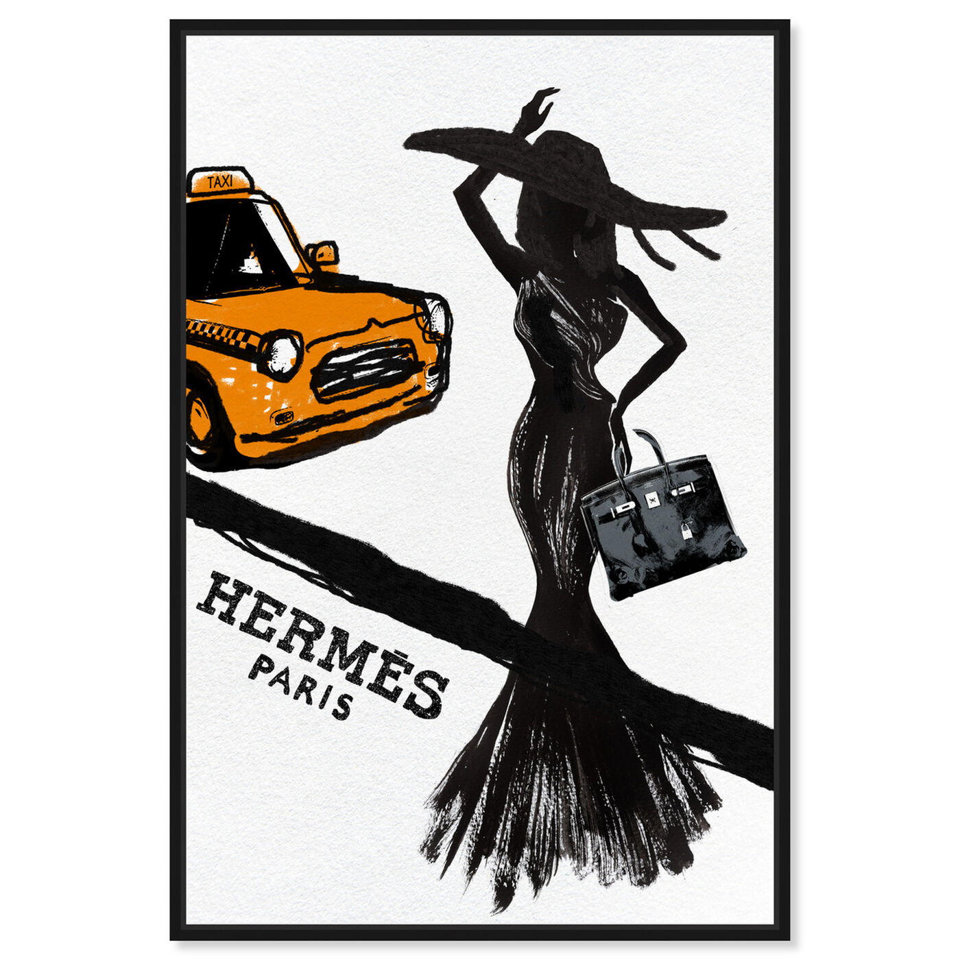 Front view of Orange Taxi featuring fashion and glam and dress art.