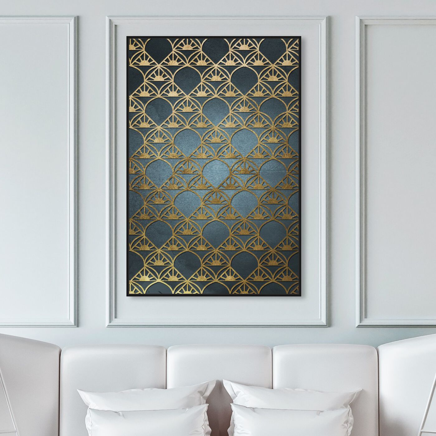 Hanging view of Gold Deco featuring abstract and patterns art.