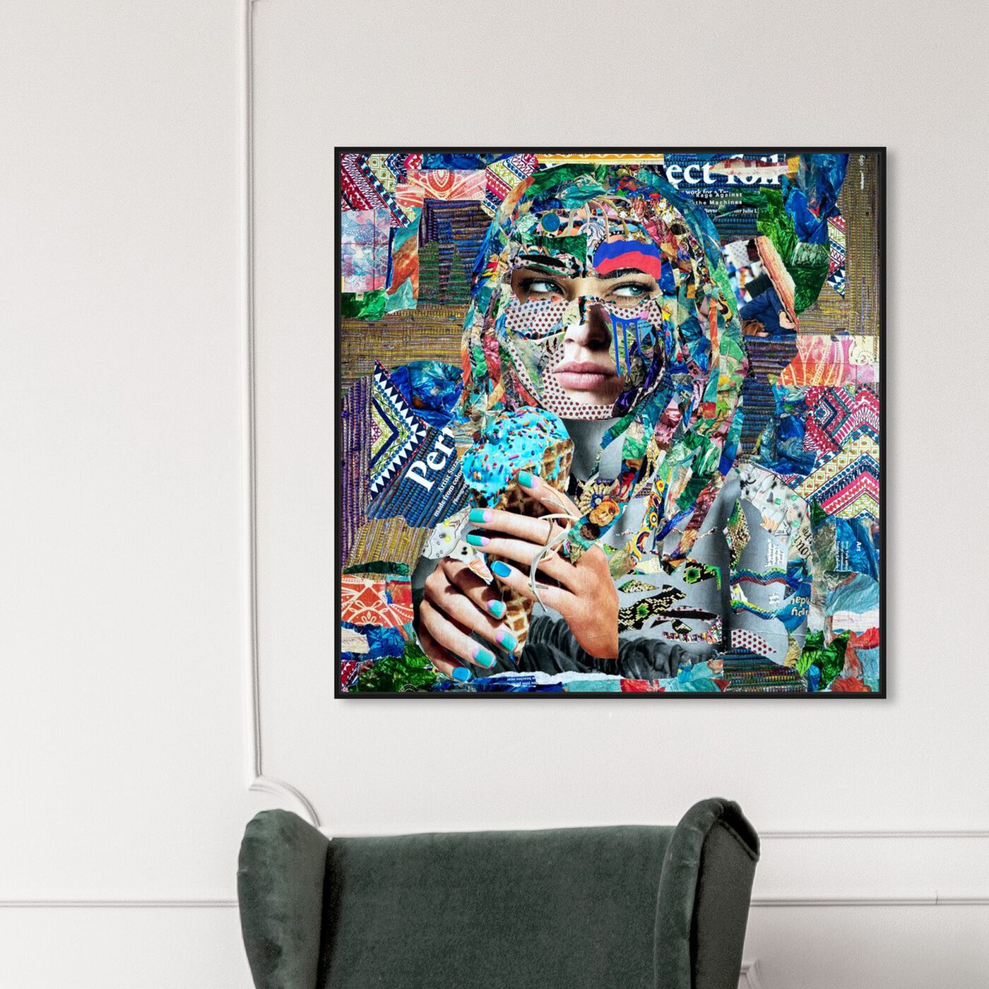 Hanging view of BlueRaspberry by Katy Hirschfeld featuring fashion and glam and portraits art.